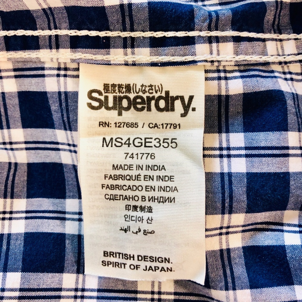 Superdry Blue Check Long Sleeve Washbasket Shirt S - Picture 7 of 8
